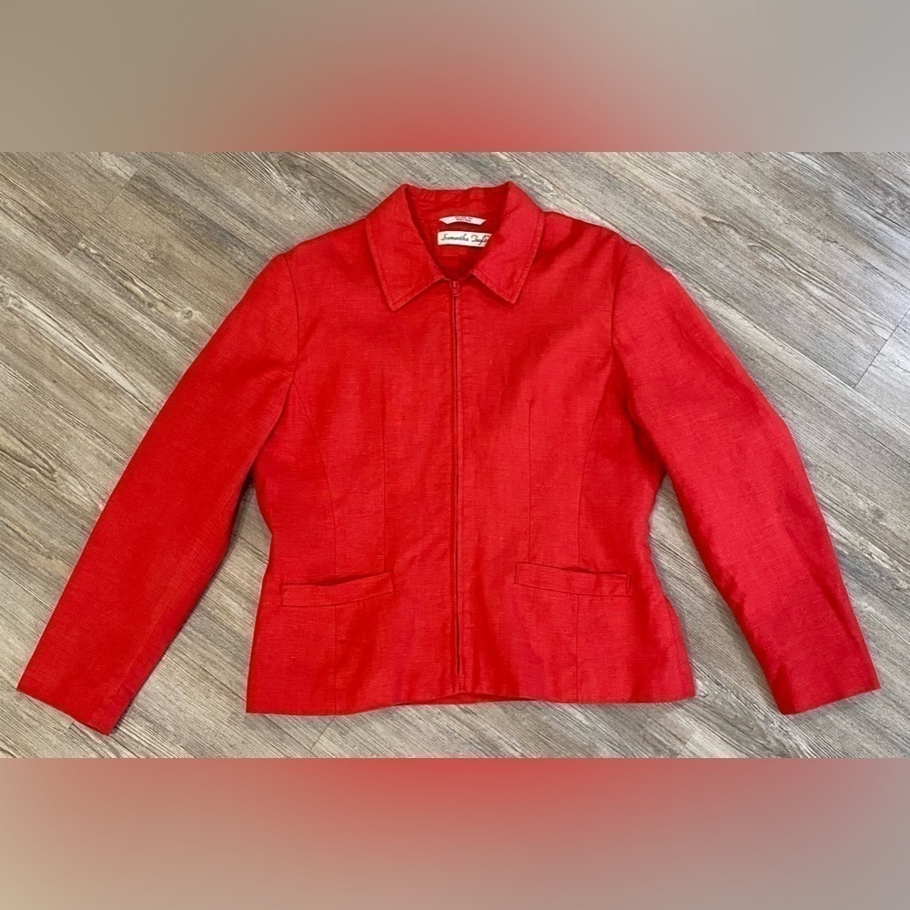 Vintage Samantha Taylor Women's Red Blazer, Zipper Front